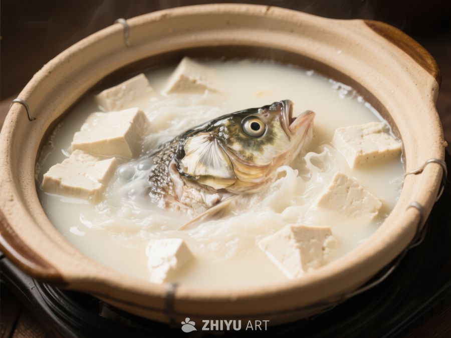 鱼头豆腐汤，热气腾腾的美味 1122