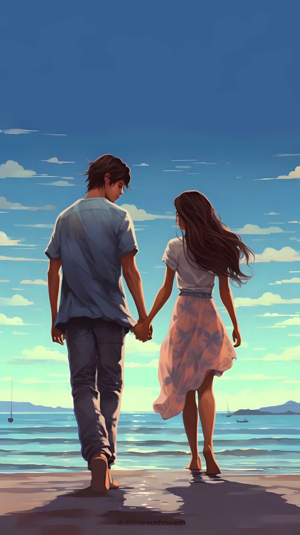 背影情侣海边浪漫