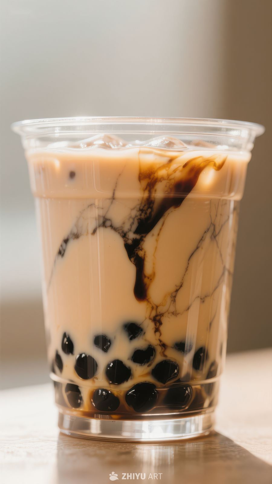 冰爽奶茶配珍珠
