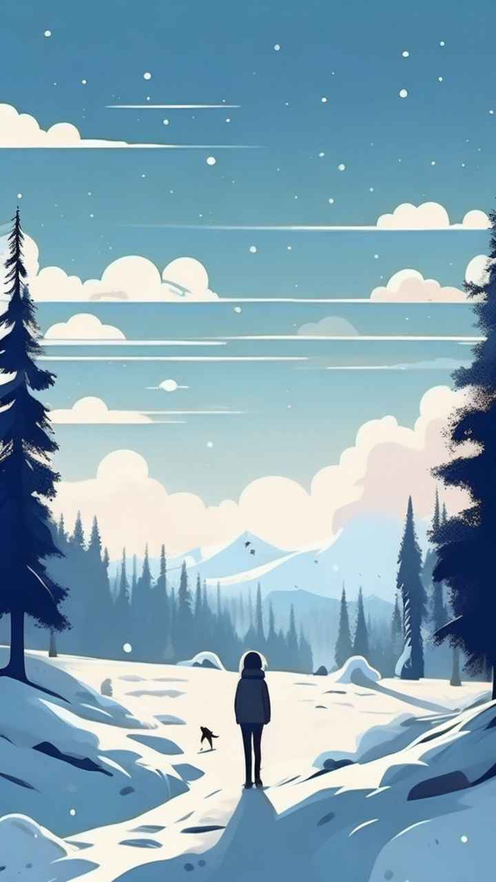 冬季背景图插画雪山雪景 69