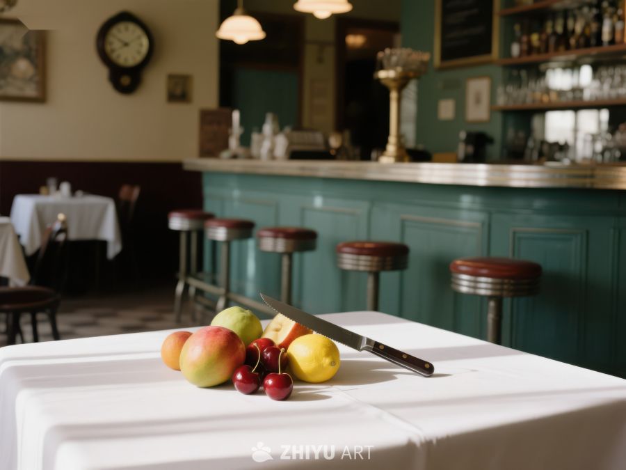复古餐厅内的水果与刀具静物 188