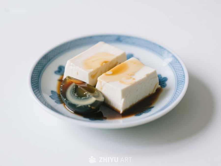 豆腐配酱油和皮蛋的精致摆盘 126