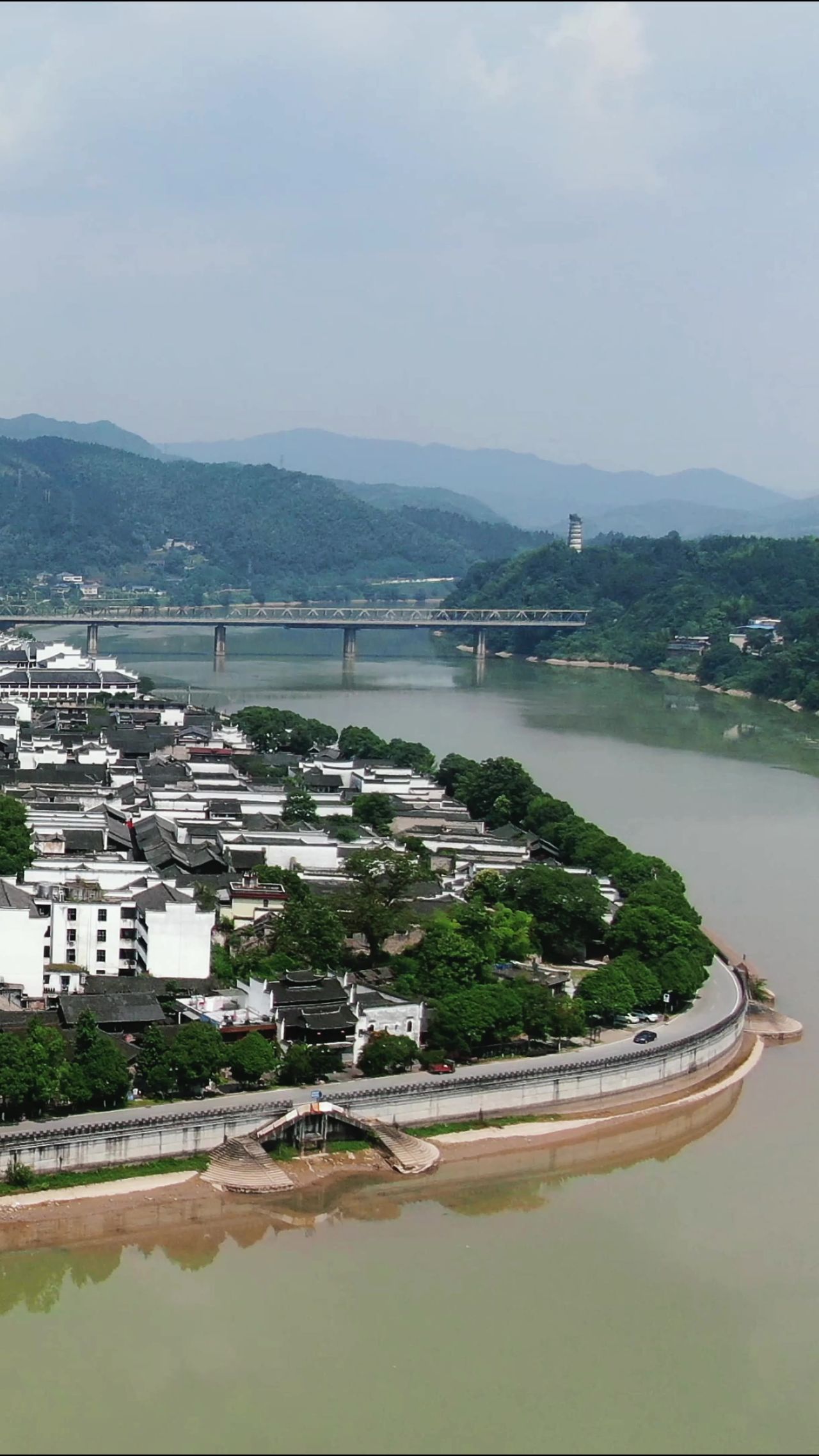 航拍湖南洪江黔阳古城4A景区竖屏