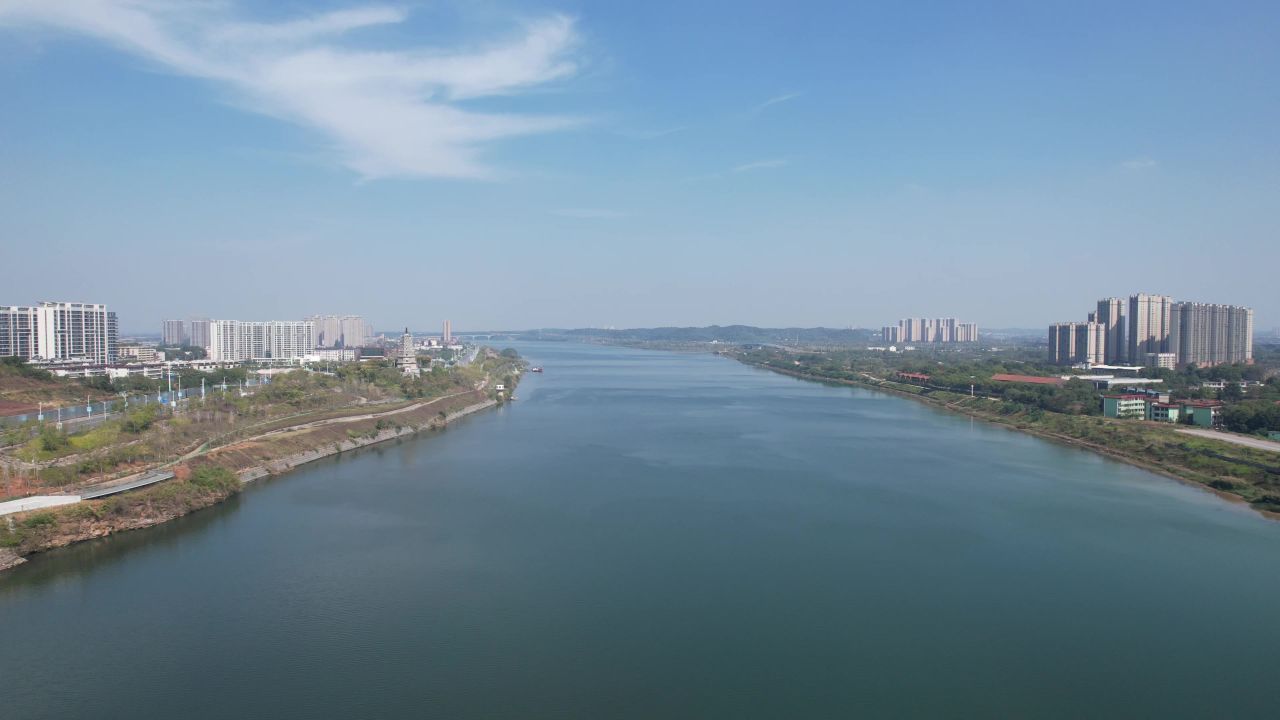 湖南衡阳城市风光湘江两岸航拍