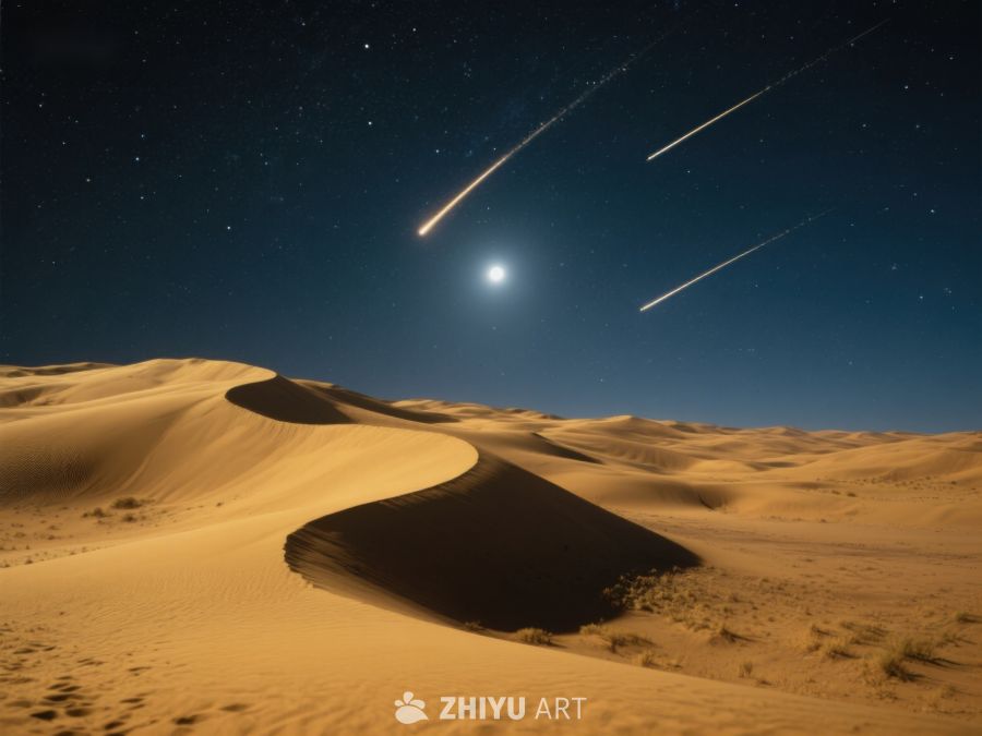 沙漠夜景与流星划过 98