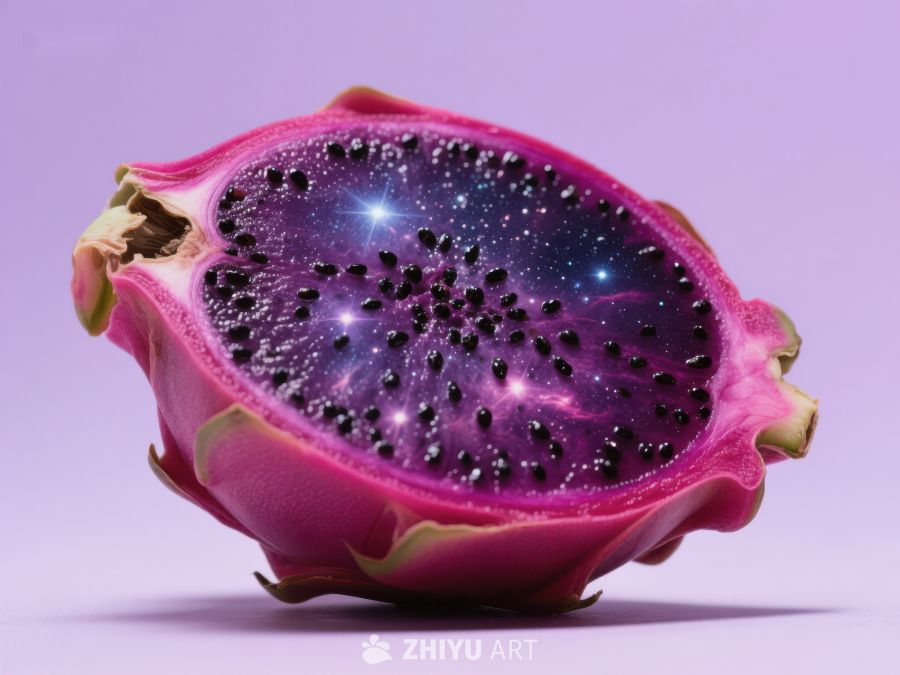 星空纹理的火龙果切面 714