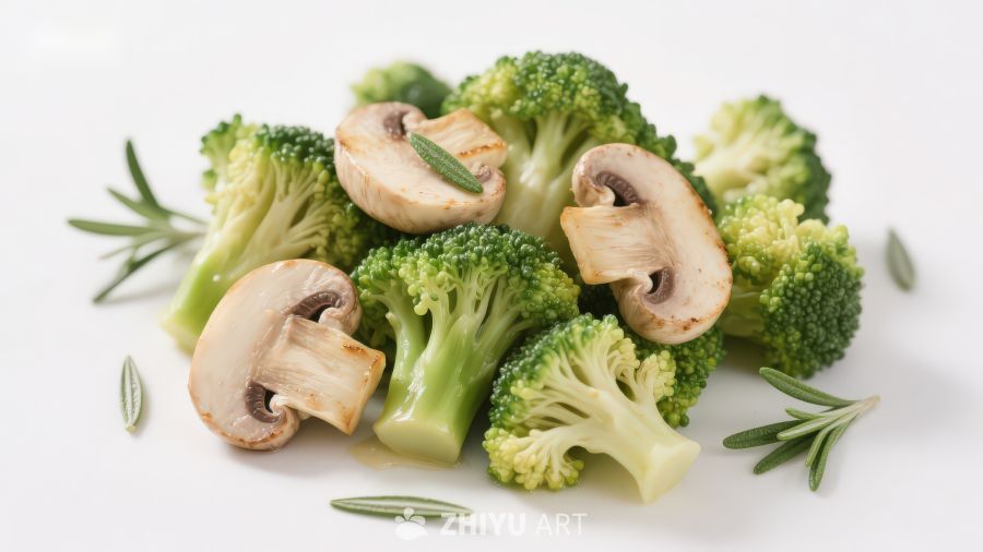 西兰花与香菇搭配香草
