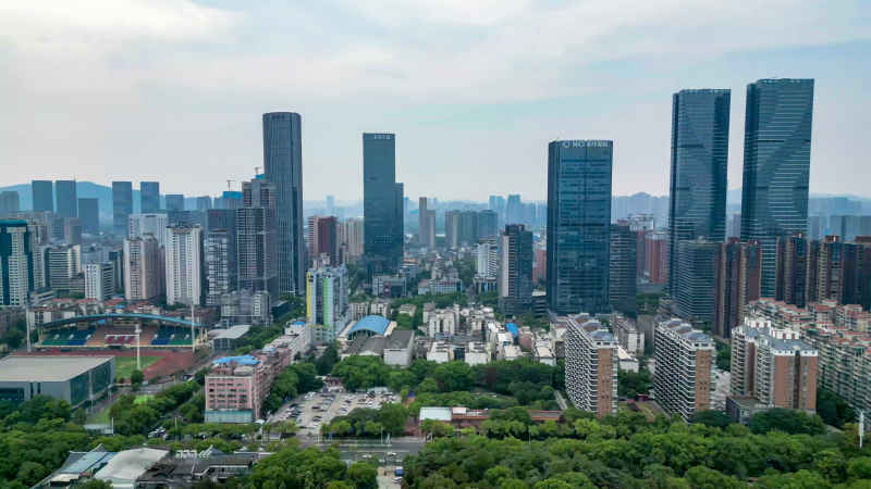 湖南长沙城市风光航拍摄影图 