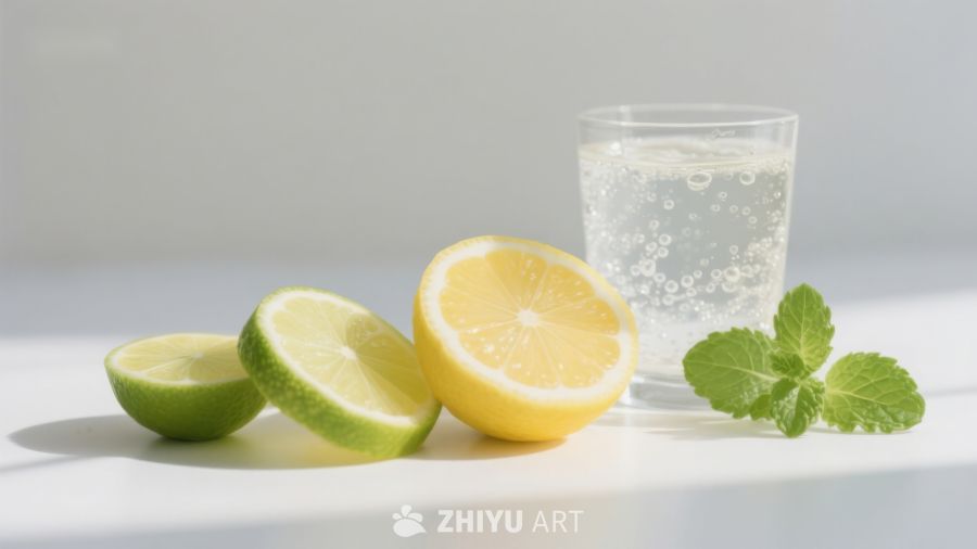 柠檬薄荷水清新特写