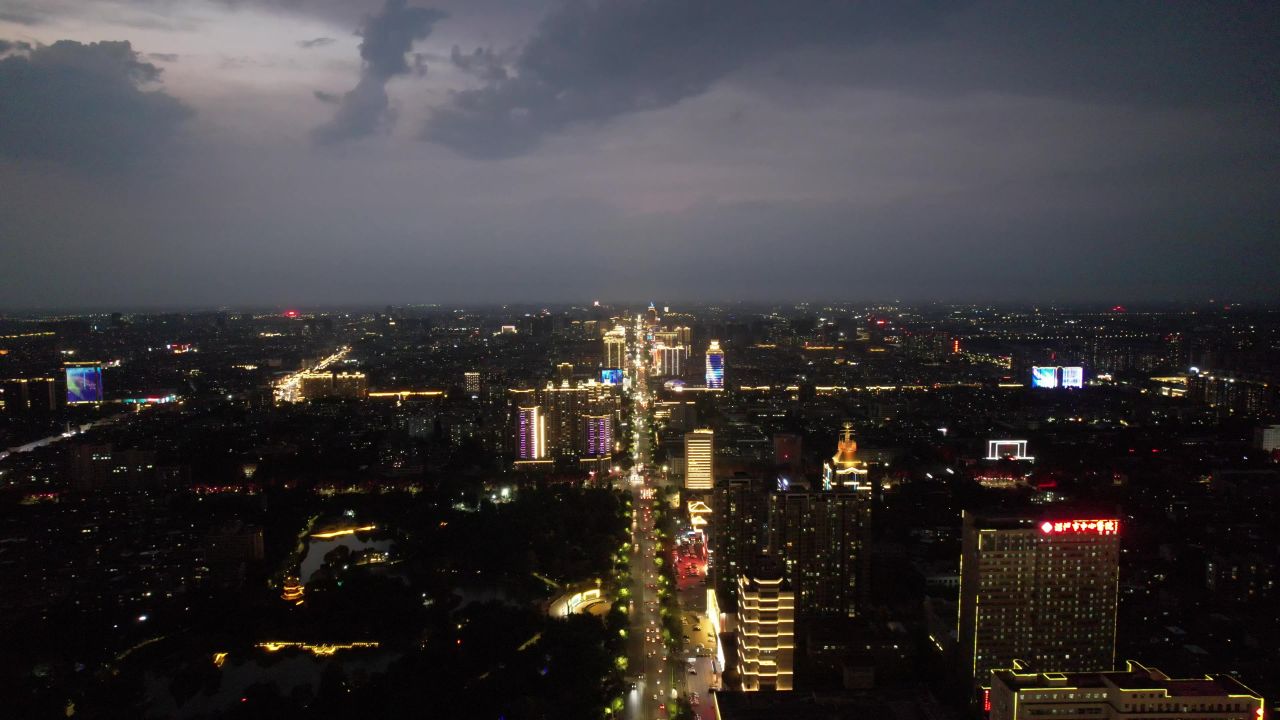 山东淄博城市风光航拍 