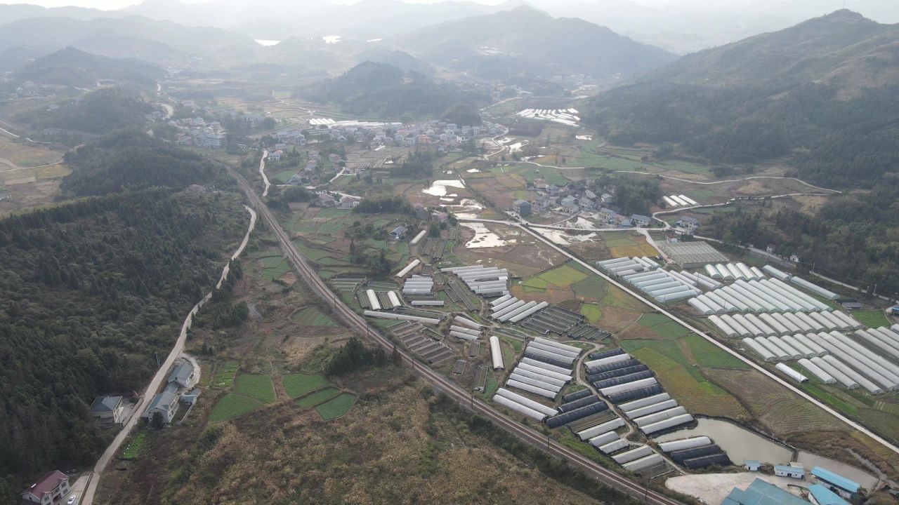 航拍乡村田园农业种植基地