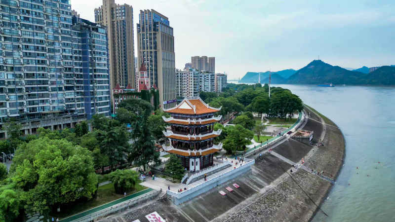 湖北宜昌城市风光航拍摄影图