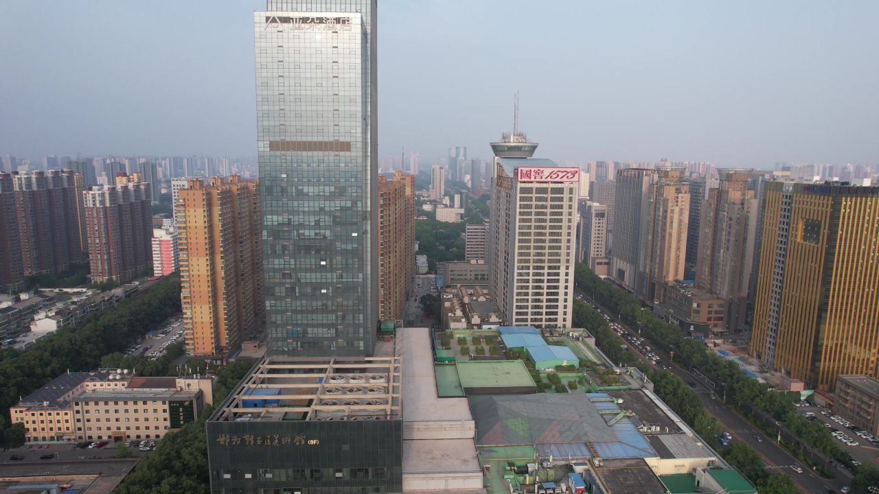 河北邯郸城市建设高楼大厦交通航拍 