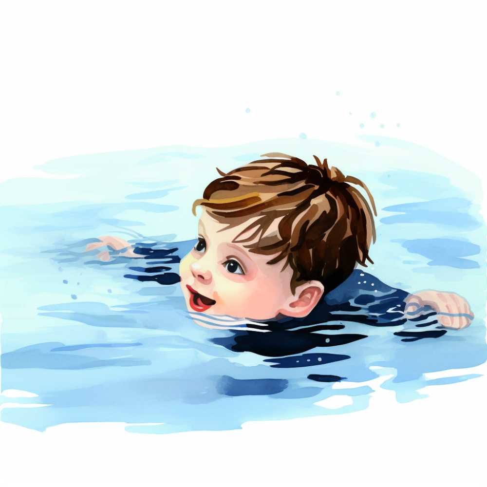 男孩游泳夏季