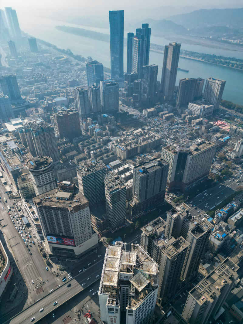 湖南长沙城市风光航拍摄影图
