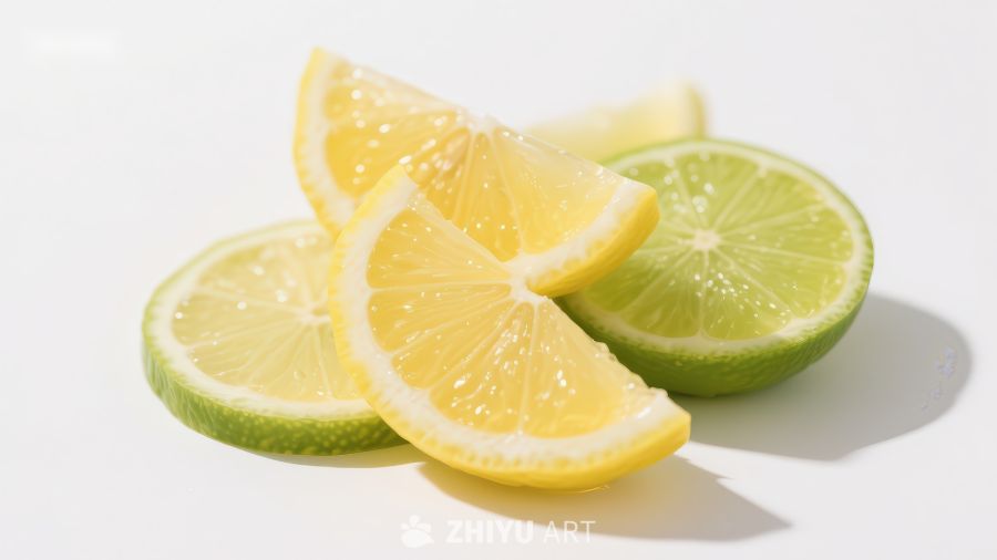 新鲜柠檬与青柠切片
