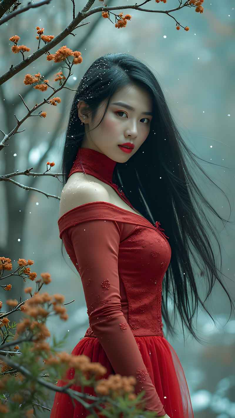 红色女郎户外拍摄 16