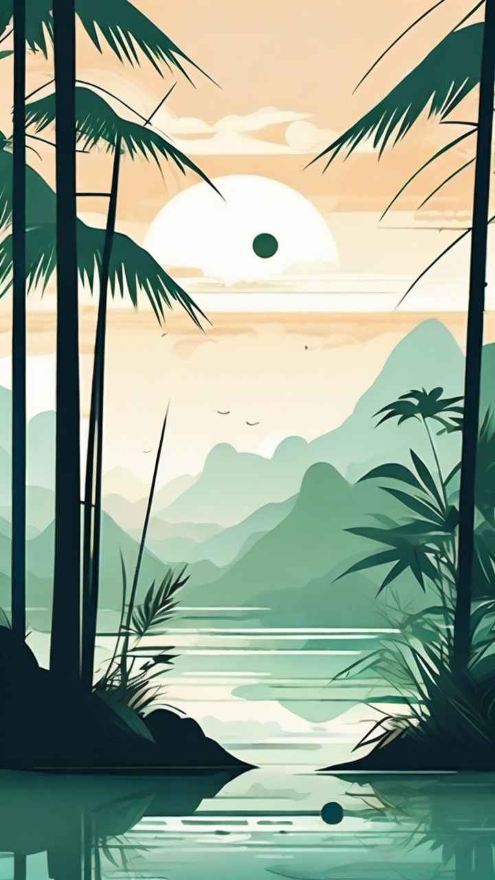 绿竹水墨插画背景图 24