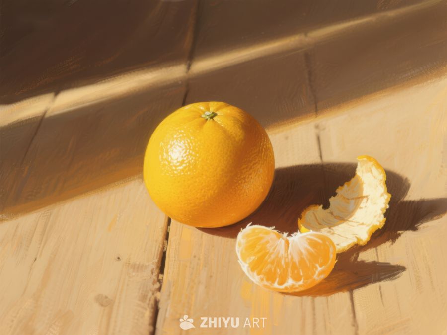 阳光下的橙子与果皮 763