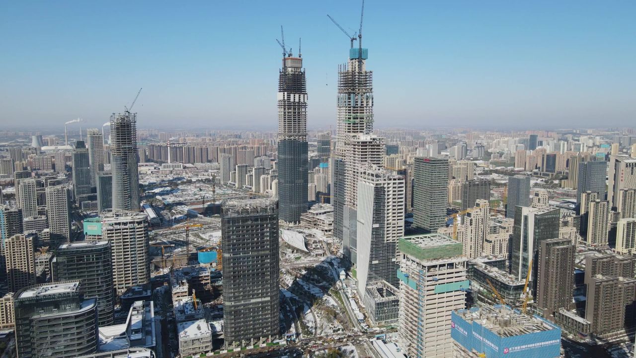 山东济南城市风光地标建筑航拍 