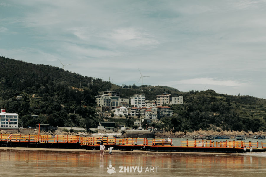 海边风车下的宁静时光