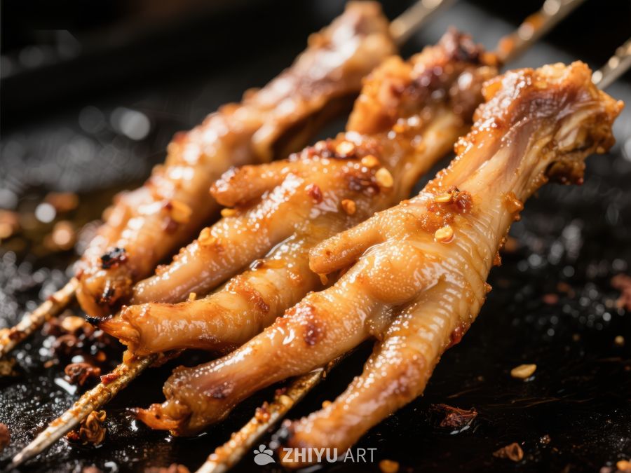 烤鸡爪串，香辣诱人