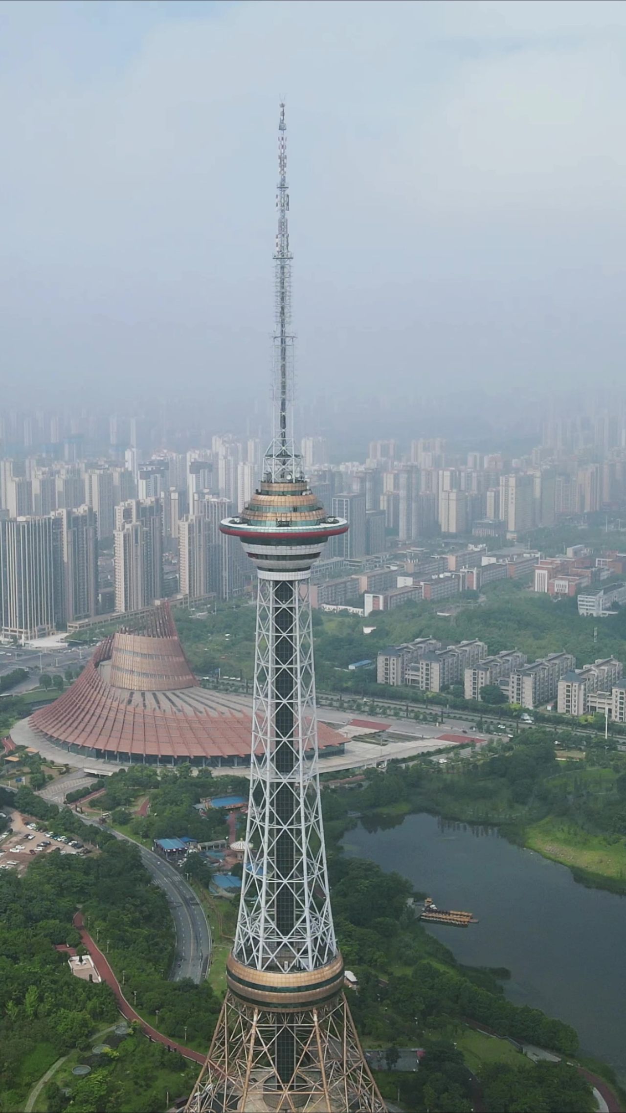 航拍湖南株洲地标神农坛 