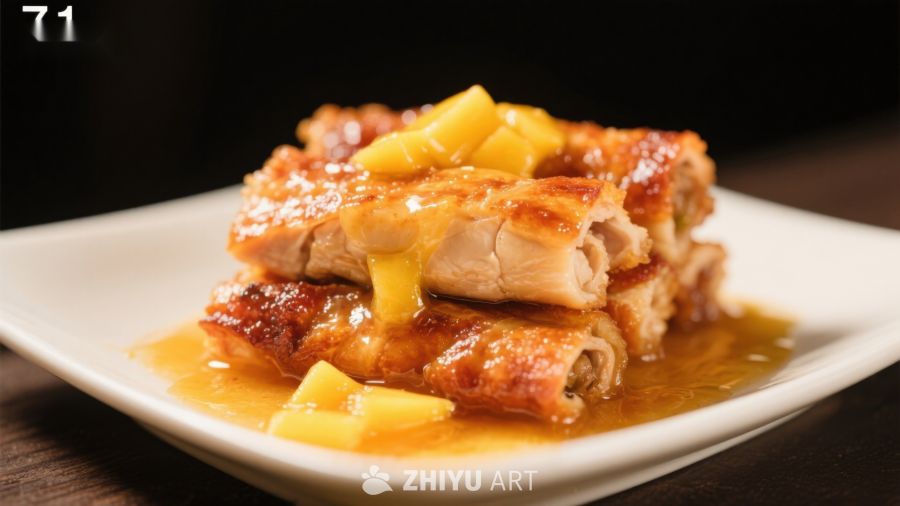 香煎鸡肉配菠萝酱