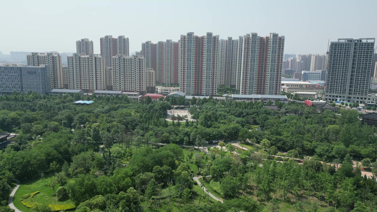 航拍山东济宁南池景区