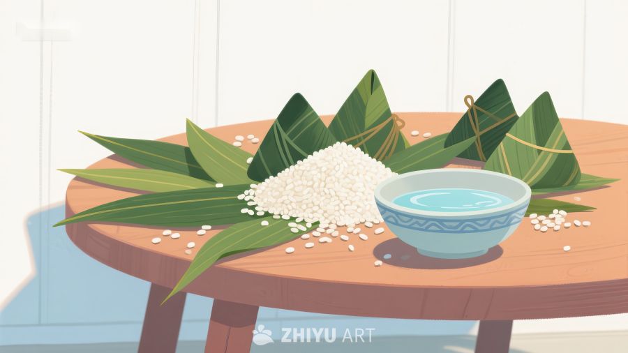 粽子制作材料：糯米、粽叶与清水 540