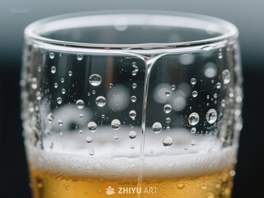 冰凉啤酒杯中的气泡与水滴 11