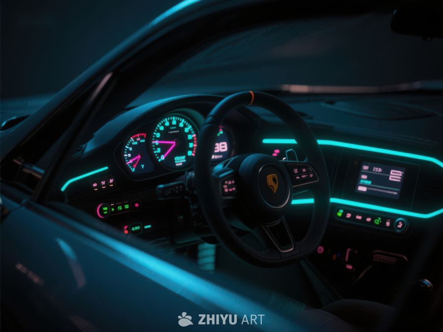 豪华跑车内饰夜景 73
