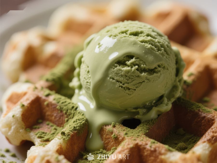 抹茶冰淇淋搭配松饼