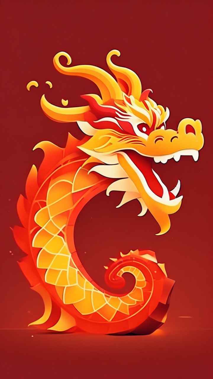 过年春节游龙灯简约插画 18