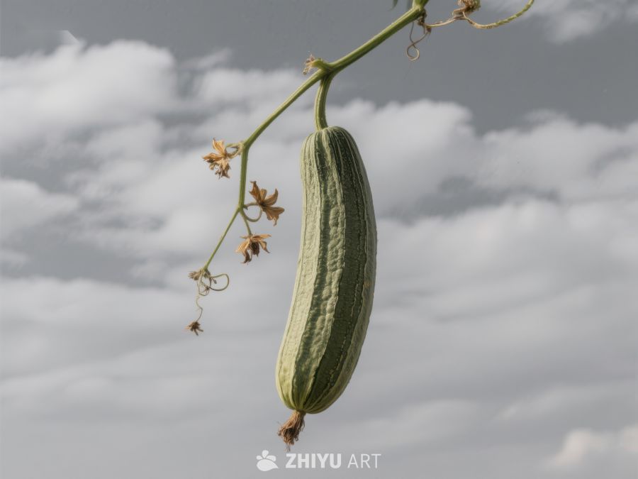 空中悬挂的绿色丝瓜 135