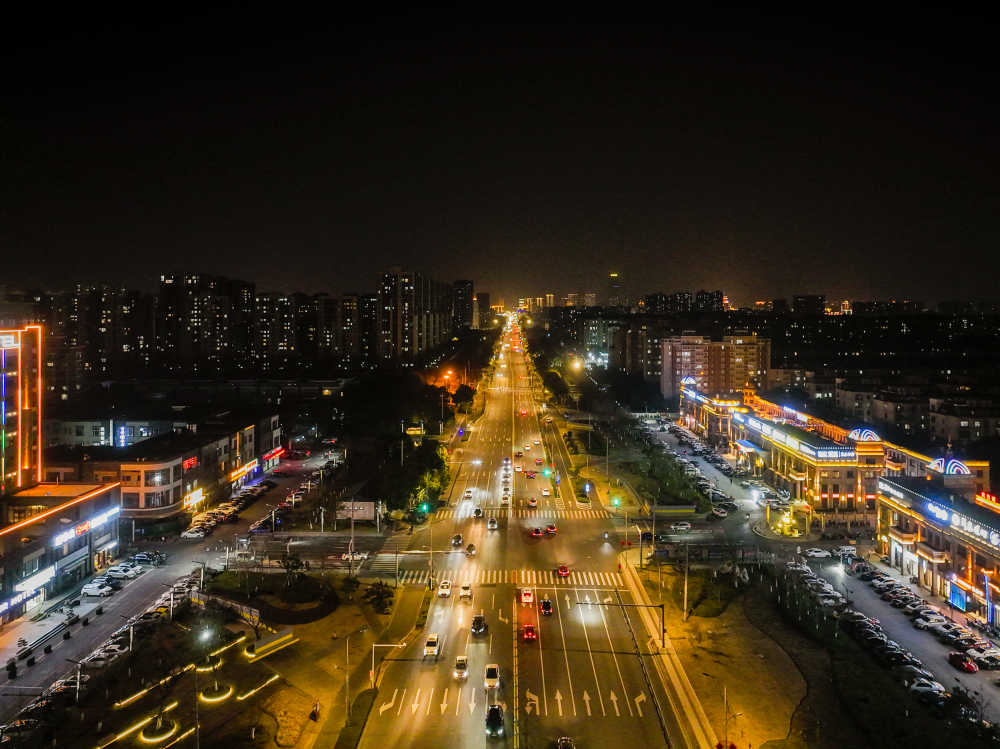 航拍昆山城市夜景