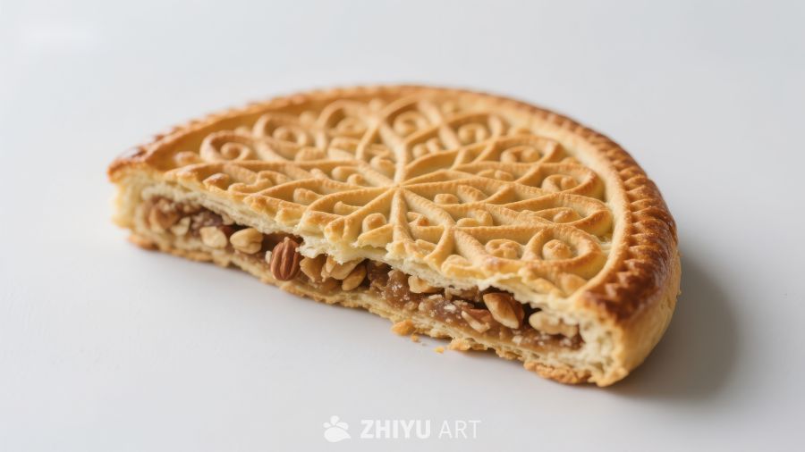 精致半圆糕点，内含坚果馅料