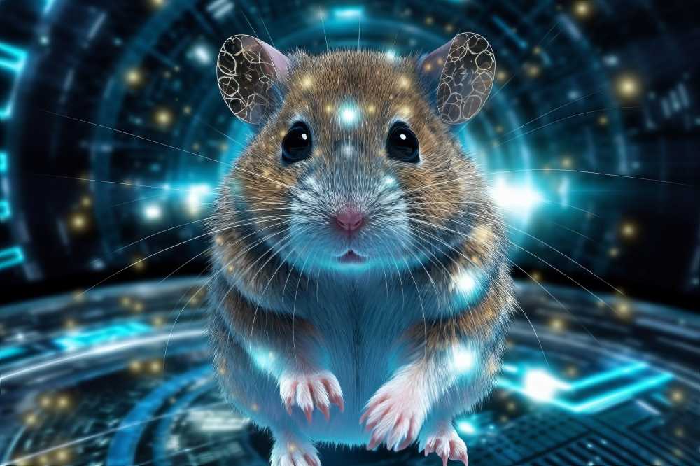 一只来自人工智能的数字鼠，代表着未来的科技、医疗和大数据等