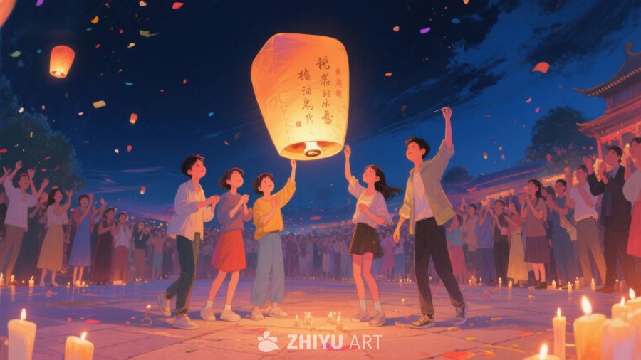 夜空下的祈愿灯会 1202