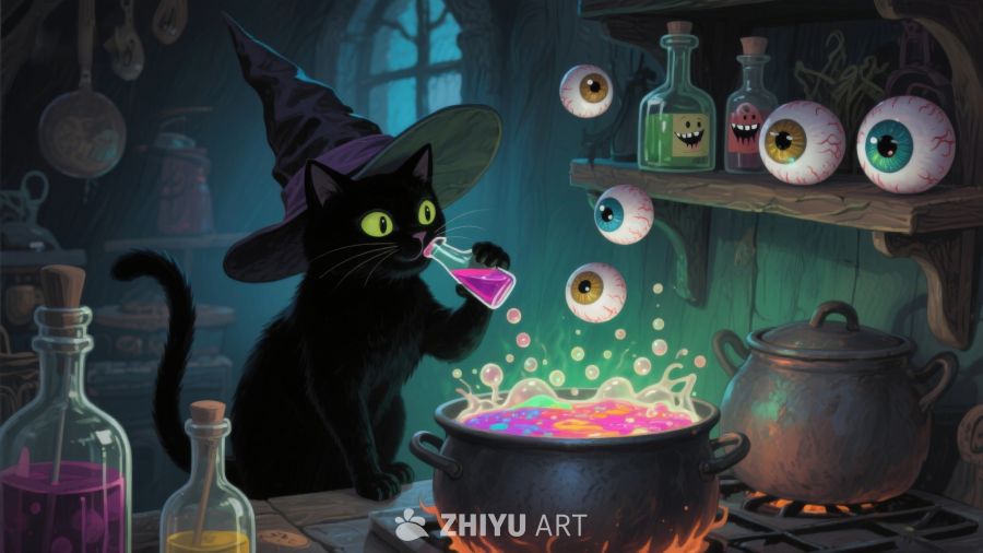 黑猫巫师酿造魔法药水