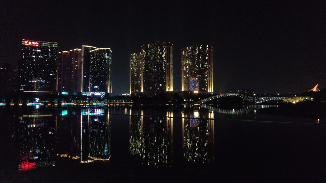 城市夜景灯光秀实拍绍兴夜景 