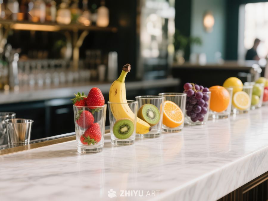 吧台上的新鲜水果杯 7