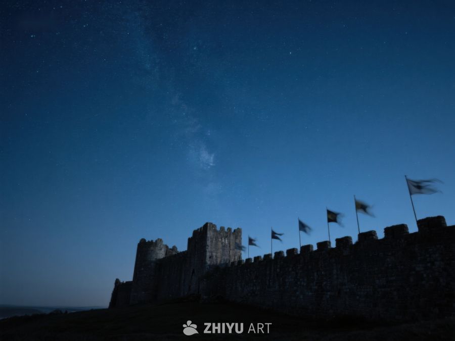 夜空下的古城堡剪影 323