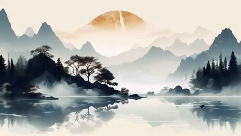 国潮山水插画风景图 5