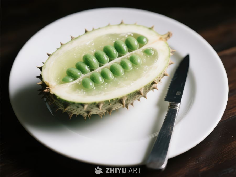 新鲜龙果切片置于白色盘中 633