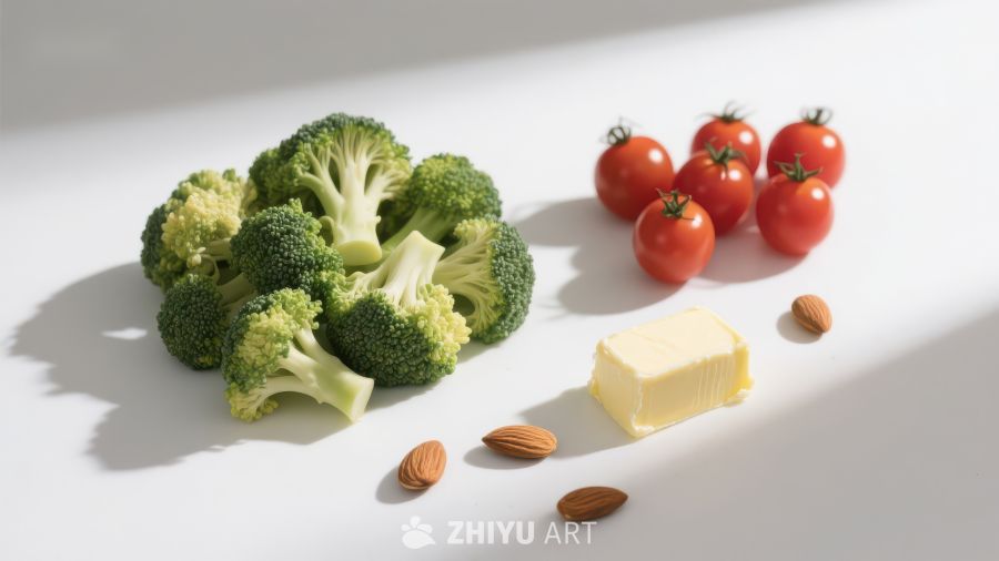 新鲜蔬菜与坚果黄油组合