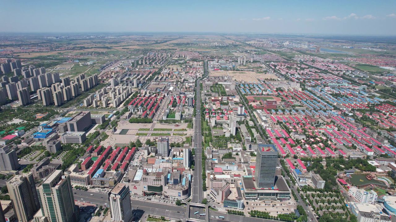山东东营城市建设地标建筑航拍 