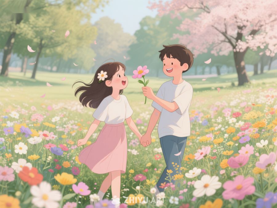 花海中牵手的男女 333
