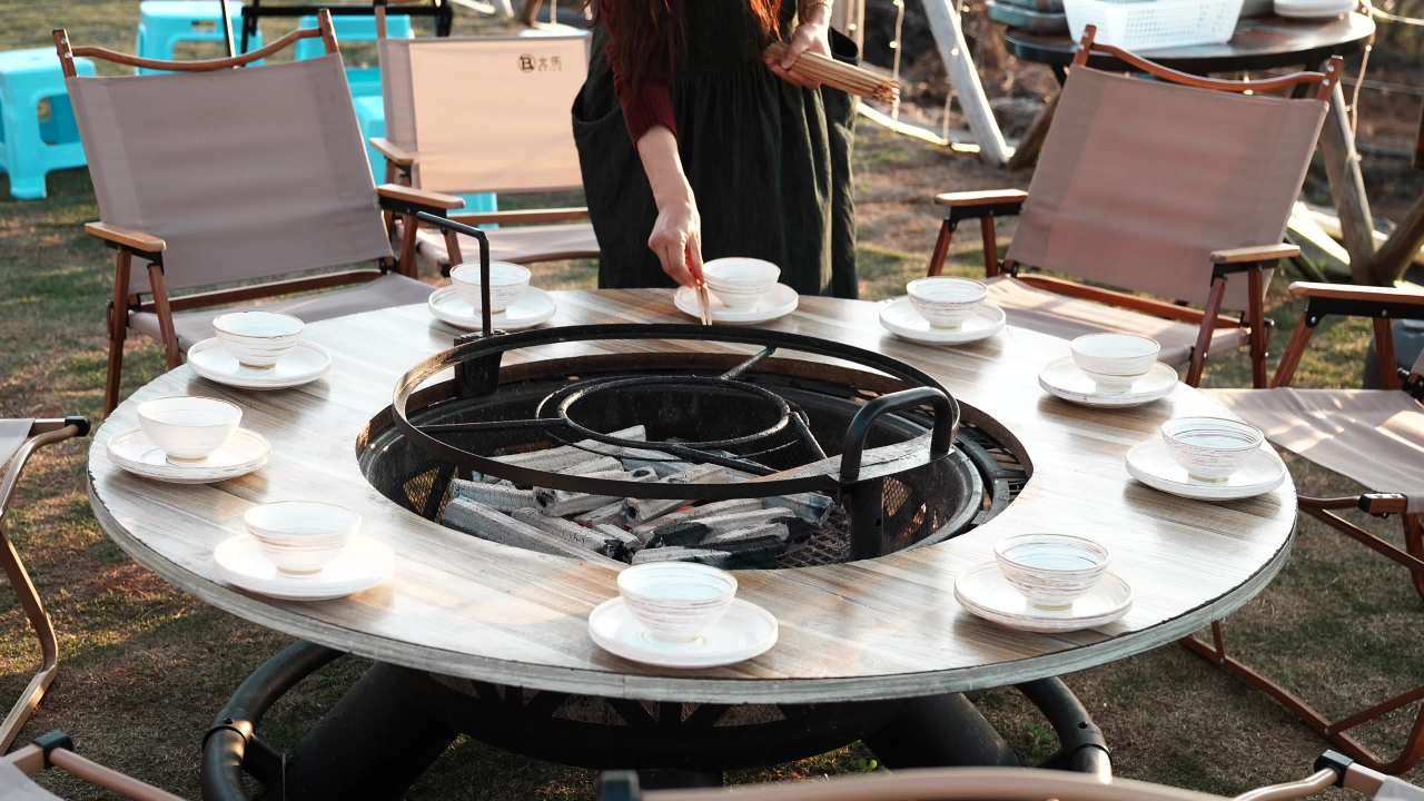户外篝火品茗时光