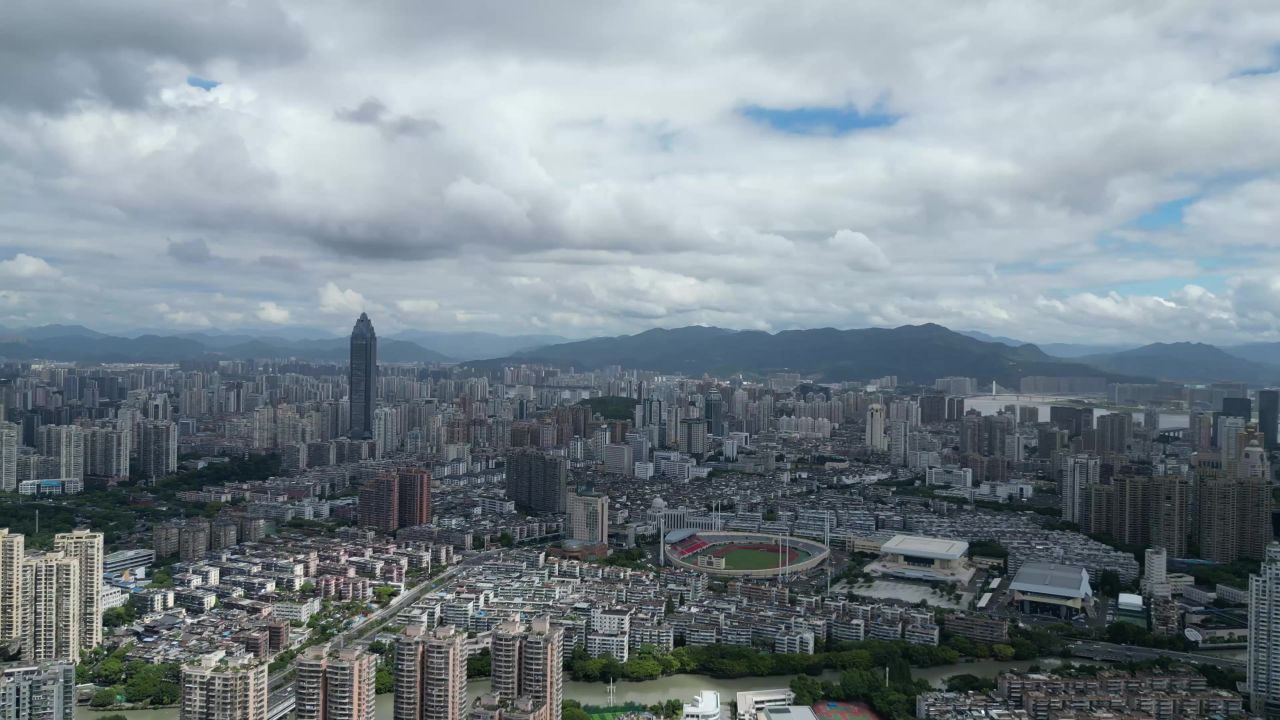航拍浙江温州城市天际线温州大景温州鹿城区 